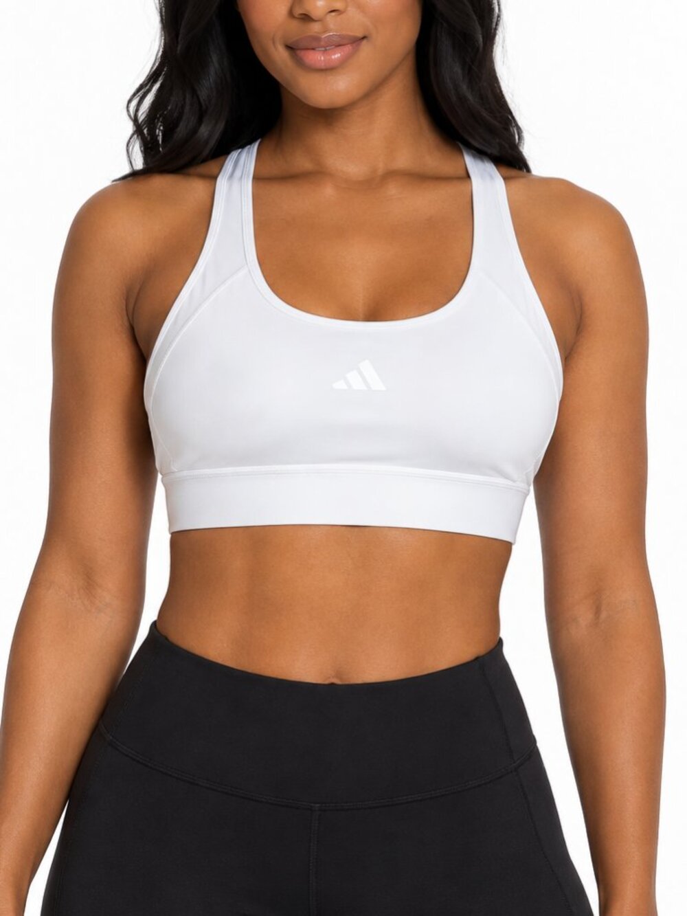 Adidas White Medium Support Racerback Sports Bra Size Medium A-B
